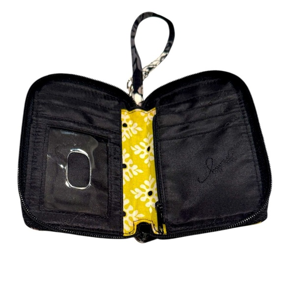 Vera Bradley Baroque Black Gray Retired Pattern Coin ID Purse Wristlet Strap - Picture 3 of 3
